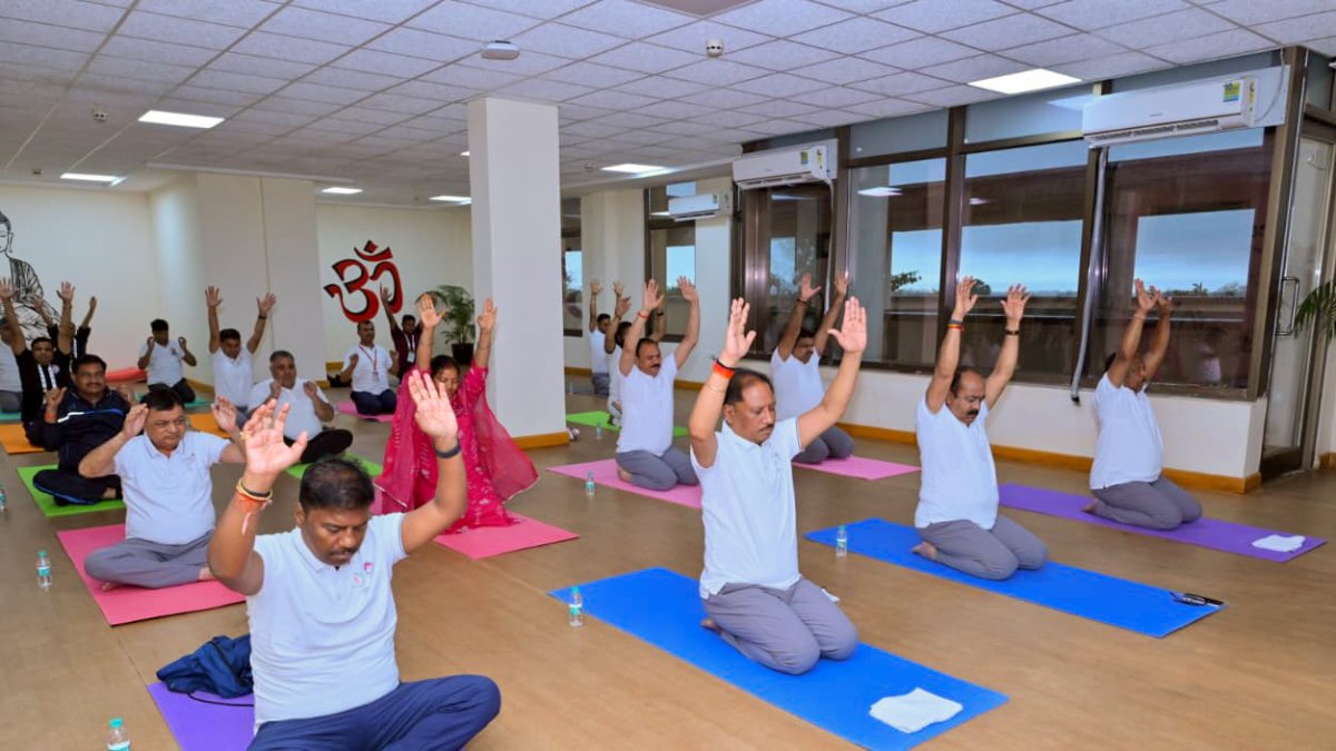 Chhattisgarh CM performs yoga at Chintan Shivir 3.0 in Naya Raipur