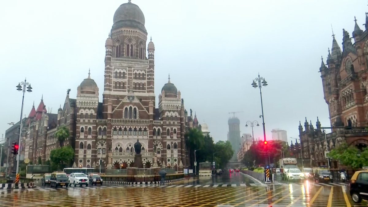 Mumbai's Chhatrapati Shivaji Terminus amid heavy rain