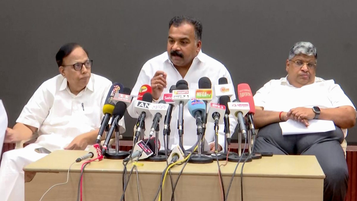 Tamil Nadu Congress chief Manickam Tagore addresses media in Chennai