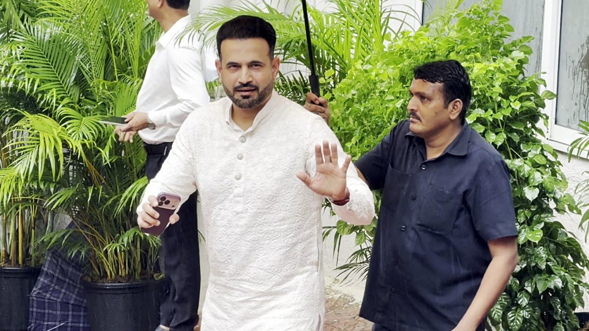 Former cricketer Irfan Pathan arrives at the wedding ceremony of Bollywood…