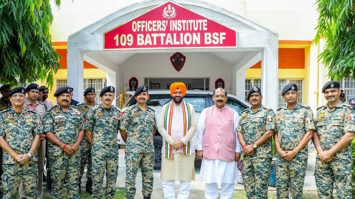 Haryana CM Nayab Saini visits Madhopur BSF camp in Pathankot