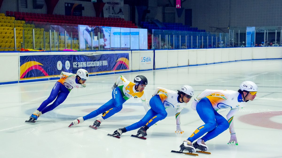 Ice skater participants in action at Himadri Ice Rink at Maharana Pratap Sports…