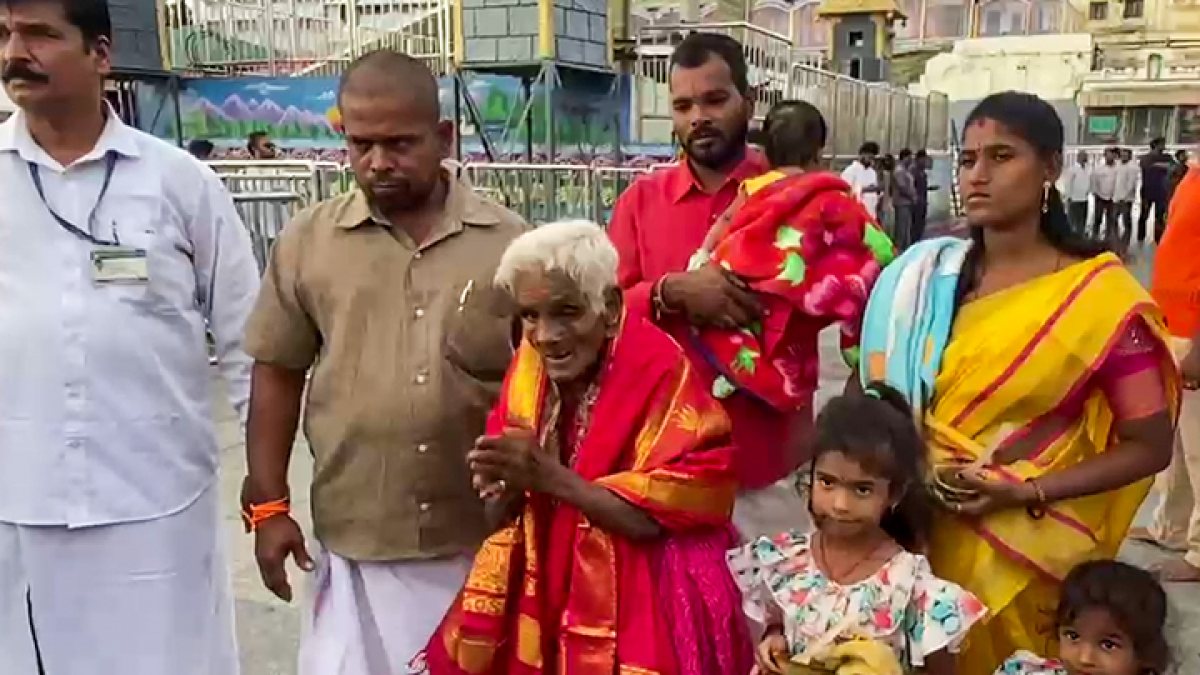 The 116-year-old devotee, Navaneethamma, offers prayers during her VIP…