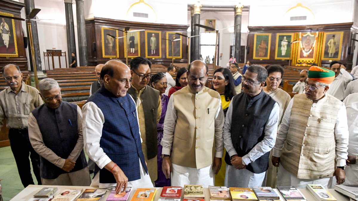 Lok Sabha Speaker Om Birla with Defence Minister Rajnath Singh, Rajya Sabha…