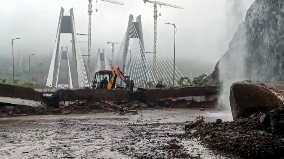Restoration work underway following a landslide on the Missing Link section of…