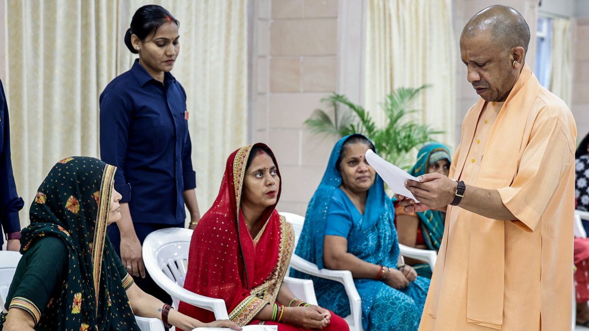 Yogi Adityanath interacts with public at Janata Darshan in Lucknow