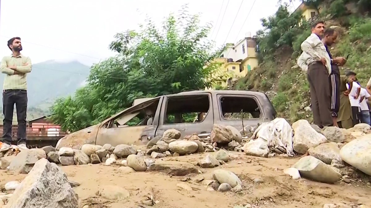 Vehicle trapped in debris after landslide on NH-244 in Doda