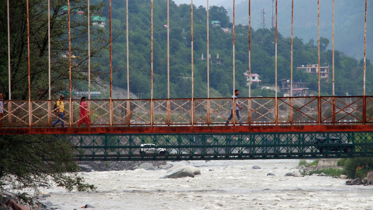 Water level of the Beas River on rise amid the monsoon season, in Kullu on…