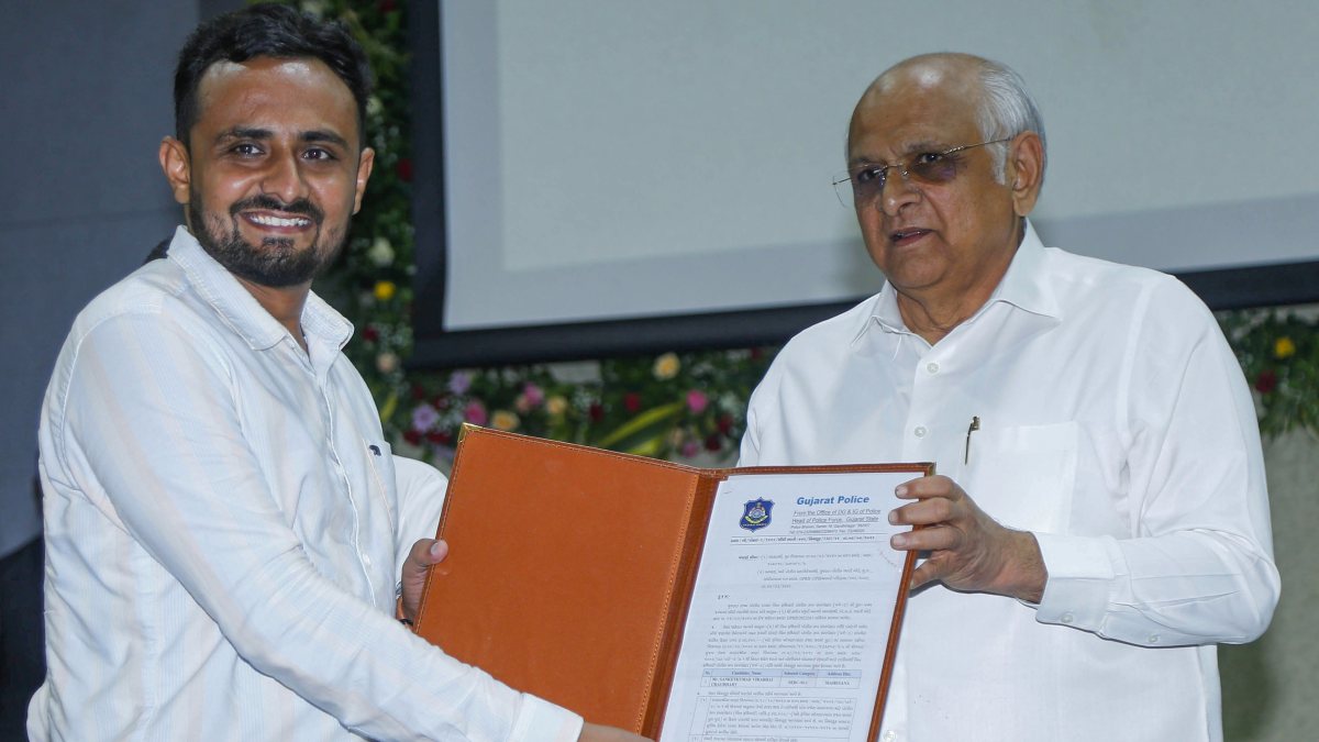 Gujarat CM hands over appointment letter to new police sub inspector