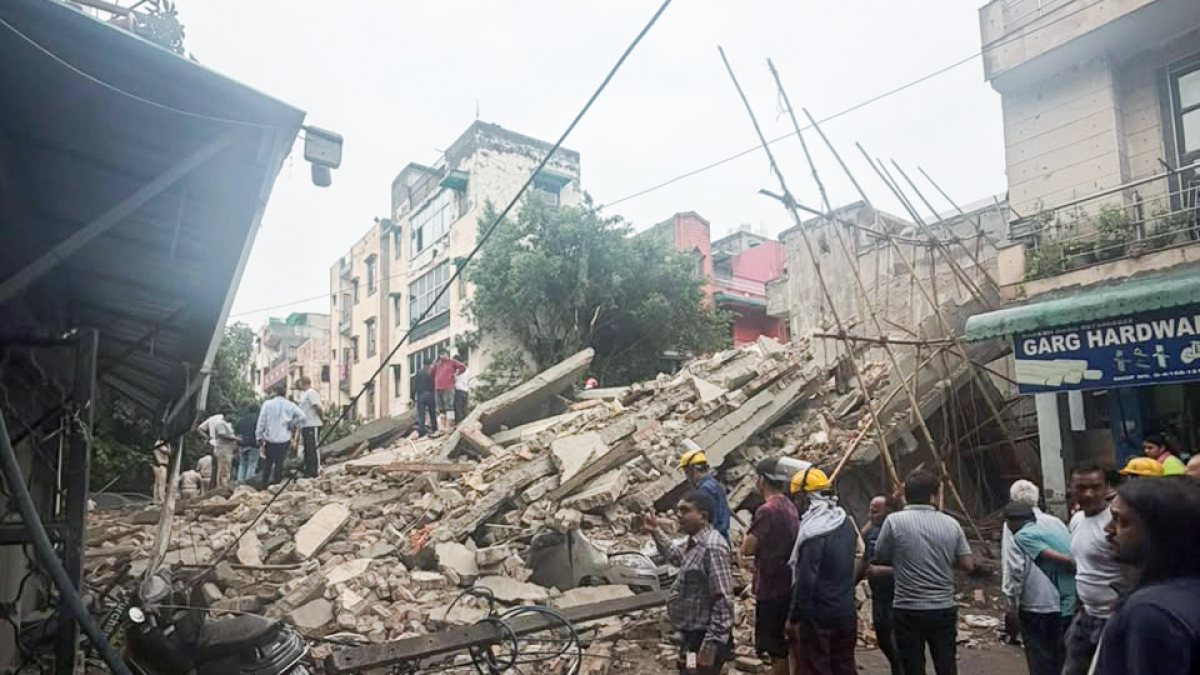 Building collapse in Delhi's Rohini leaves piles of rubble
