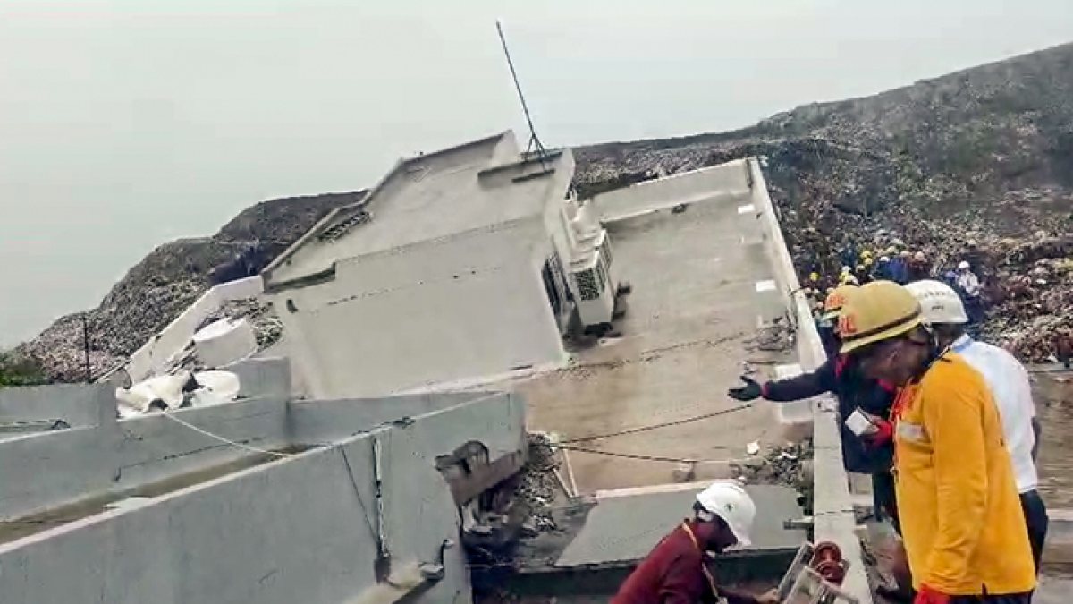 Fire department at collapsed building site in Pune's Moshi area