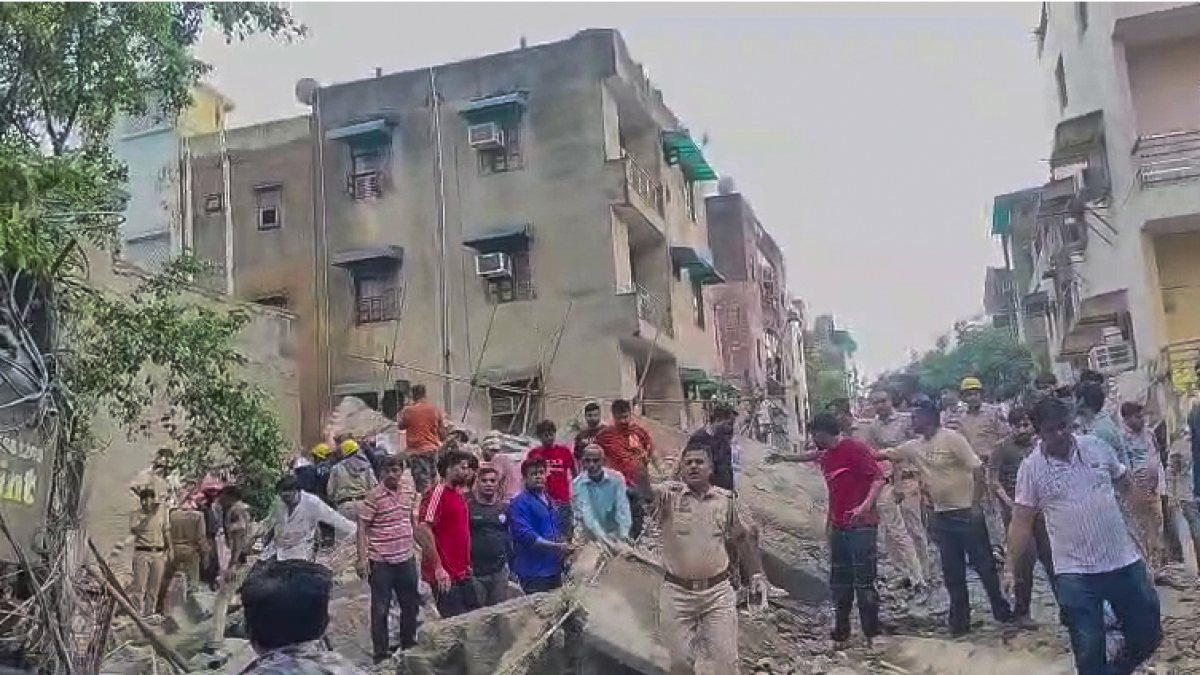 Rubble piles up after under-construction building collapse in Delhi's Rohini