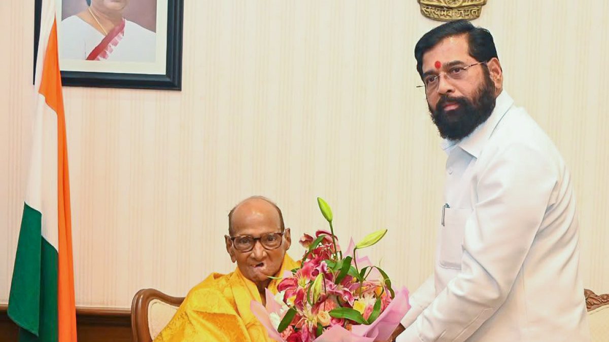 Eknath Shinde meets Sharad Pawar at Maharashtra legislature