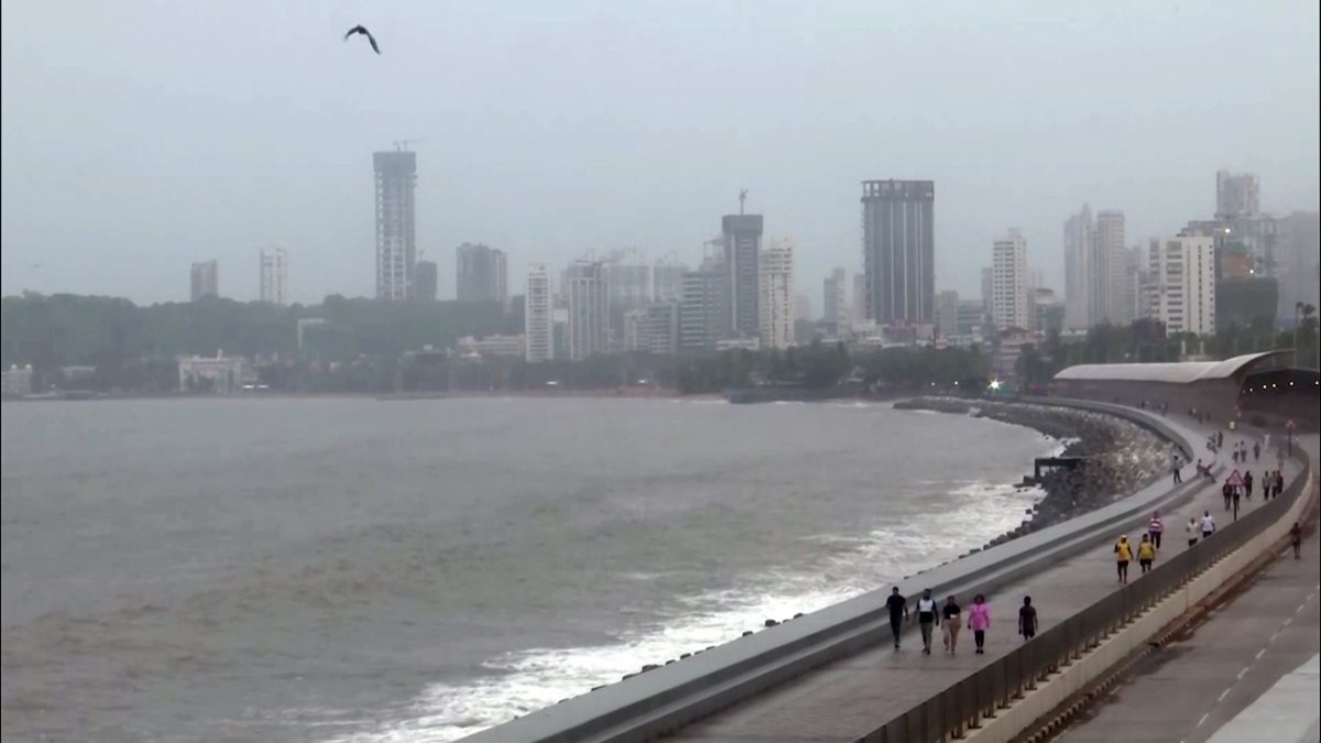 Gloomy skies over Mumbai's Marine Drive