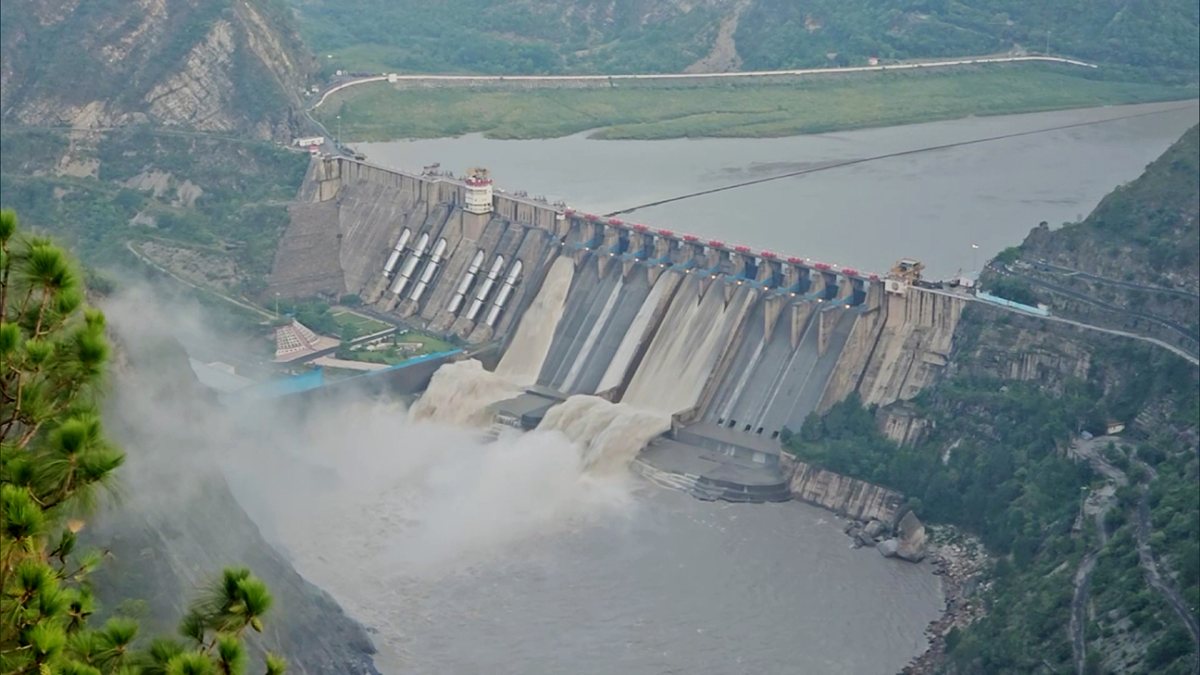 Salal Dam spillway gates opened after heavy rainfall in Reasi