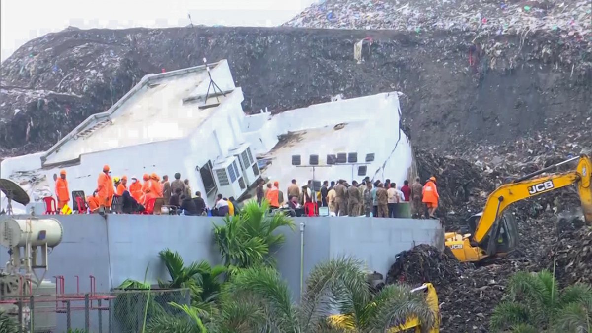 Search and rescue ongoing after waste mound collapse in Pune