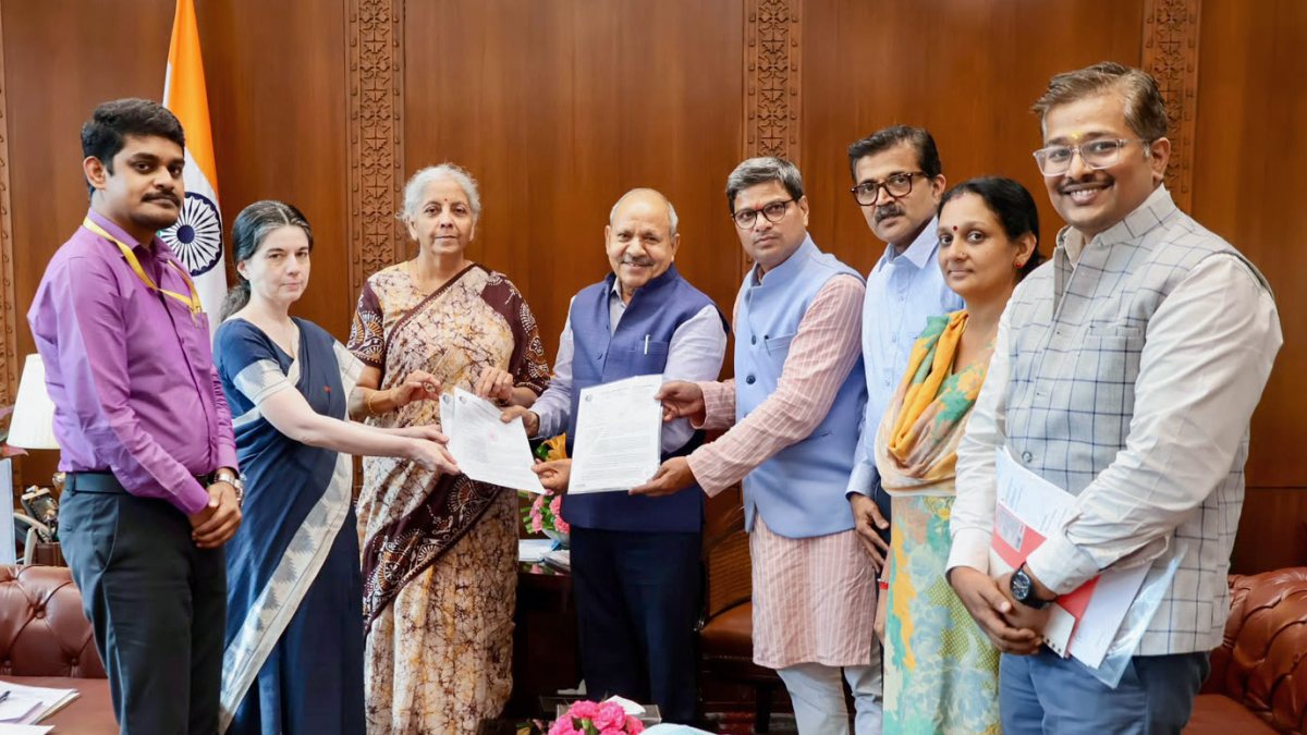 BMS delegation meets Finance Minister Nirmala Sitharaman in Delhi