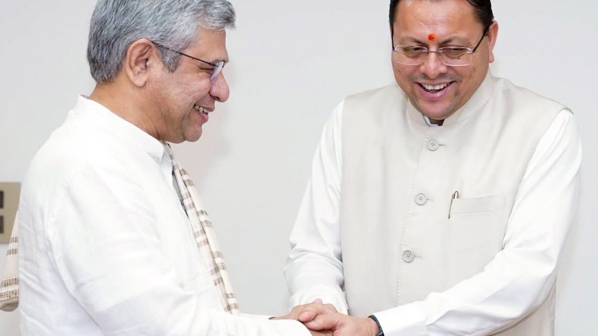 Uttarakhand CM Dhami meets Railways Minister Vaishnaw in Delhi
