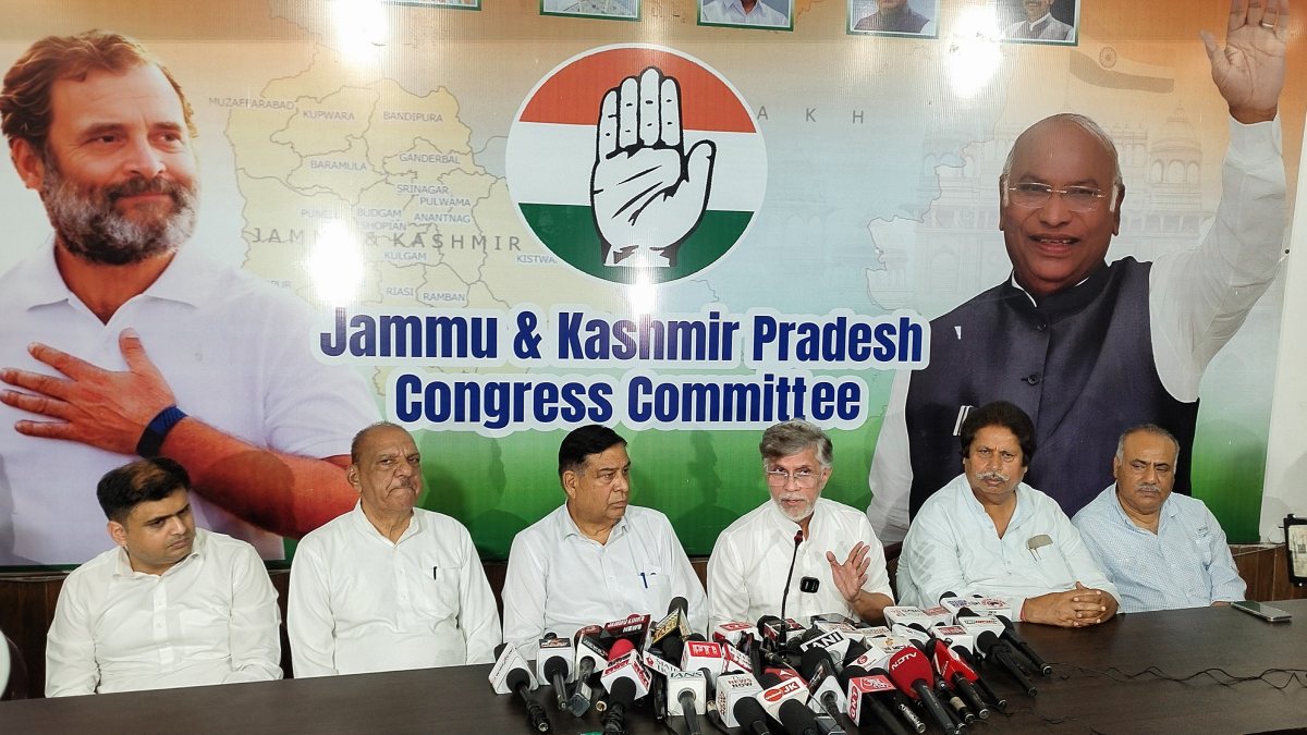 Congress leader Pawan Khera addresses press conference in Jammu
