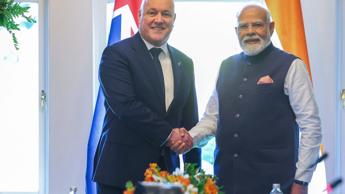 Prime Minister Narendra Modi shakes hands with New Zealand Prime Minister…