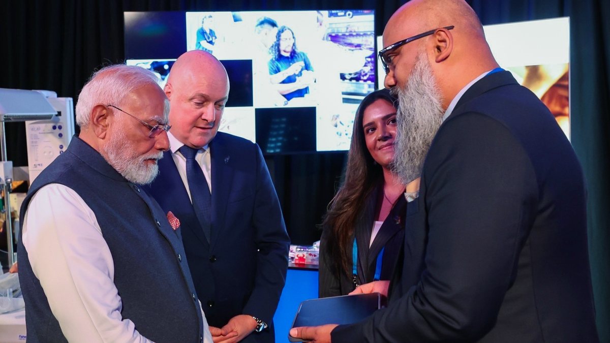 Prime Minister Narendra Modi during a sporting showcase event, in Auckland on…