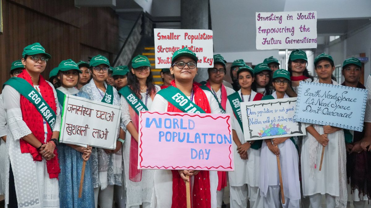 Students at Patna Women's College rally for World Population Day