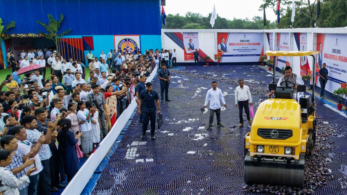 Assam CM Sarma flattens Rs472cr drugs with road-roller