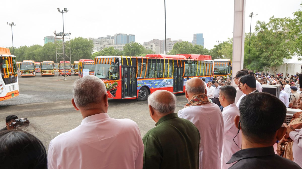 Amit Shah launches 155 electric BRTS-AMTS buses in Ahmedabad