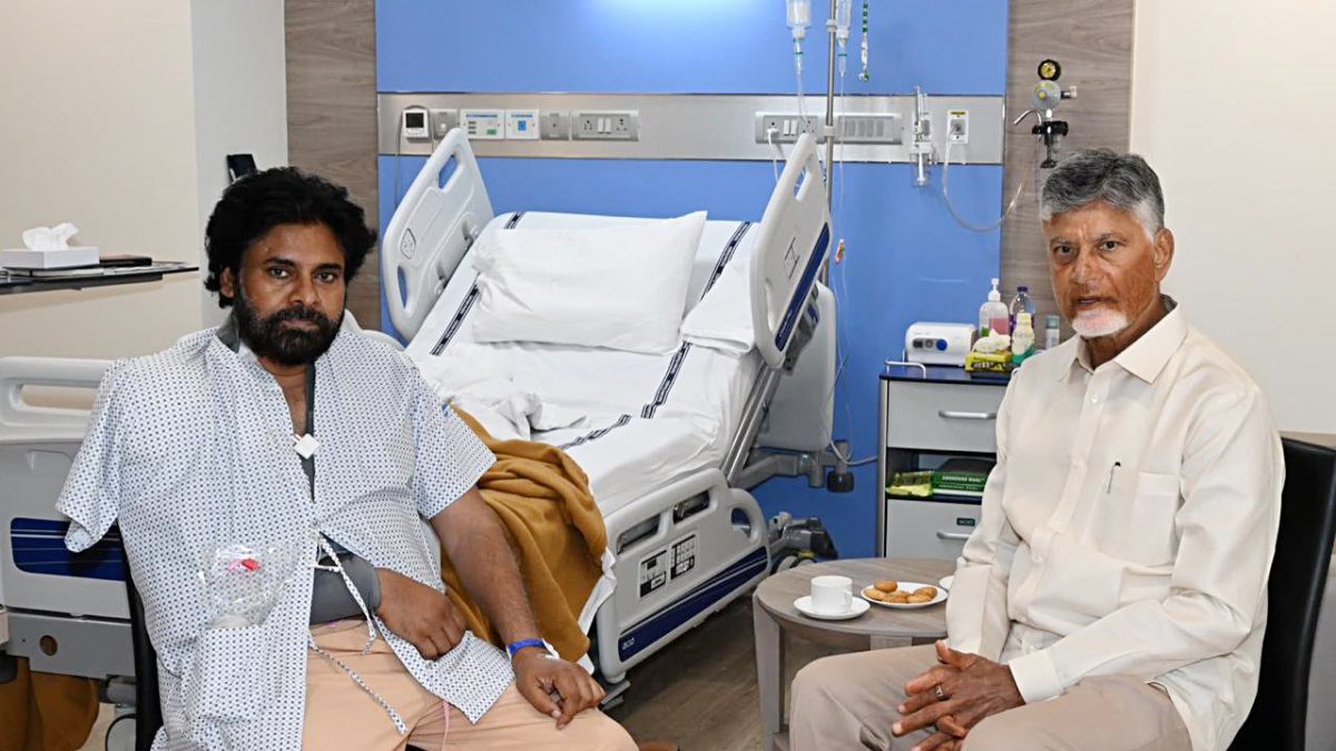 Andhra CM Naidu meets Deputy CM Pawan Kalyan during treatment in Mumbai