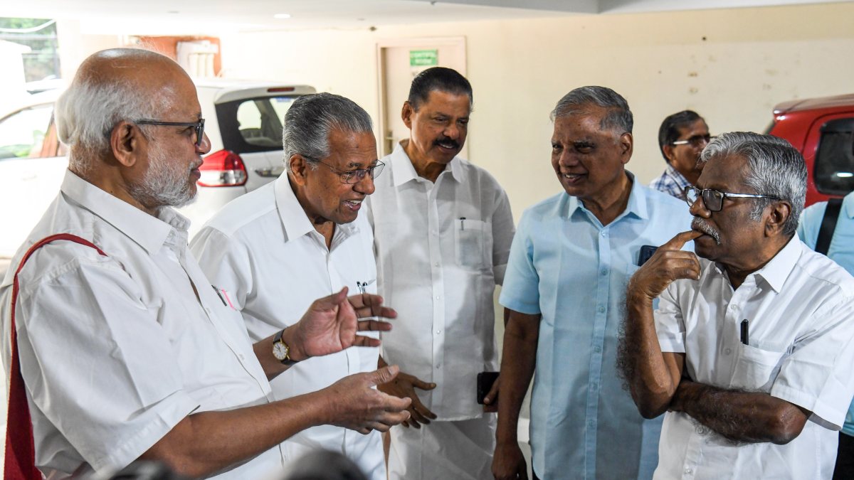 Pinarayi Vijayan and MA Baby at CPI (M) central committee meet