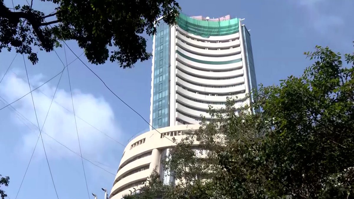 Sensex opens 383 points down at 77,186