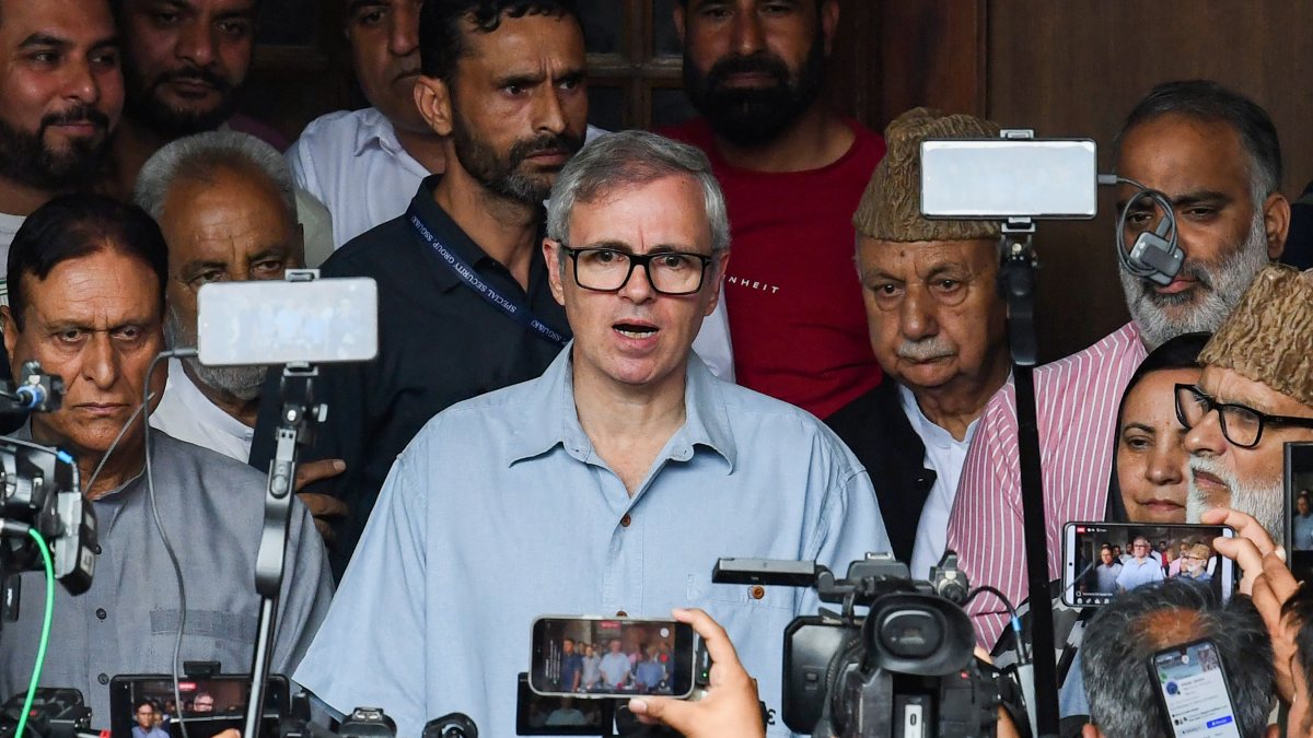 Omar Abdullah addresses media in Srinagar