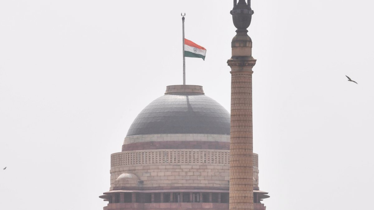 Indian flag at half mast at Rashtrapati Bhavan for Qatar's Father Amir