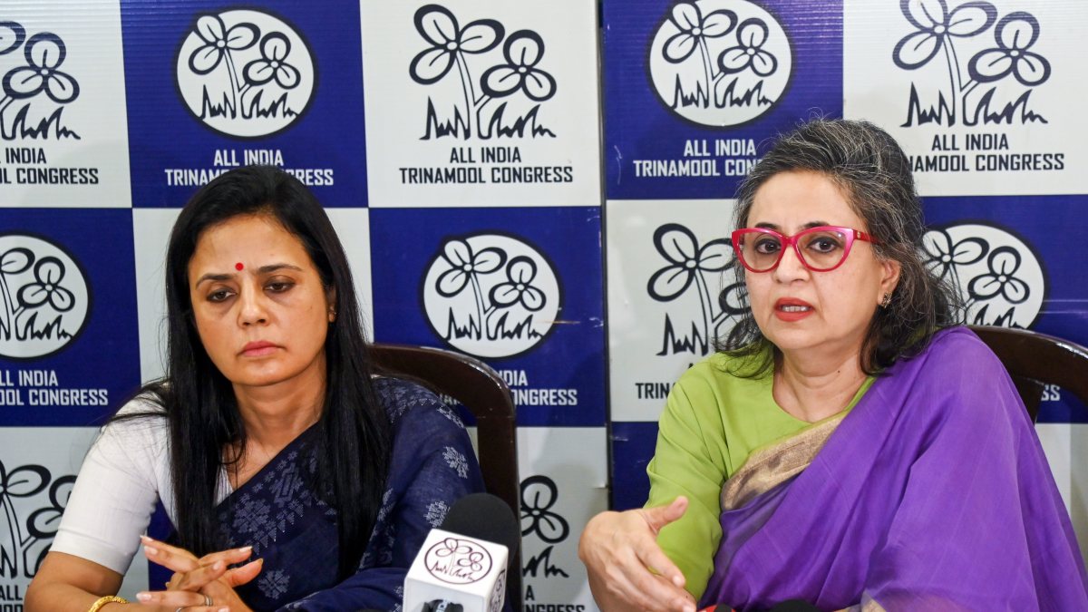 TMC MPs Mahua Moitra and Sagarika Ghose address press conference in Delhi