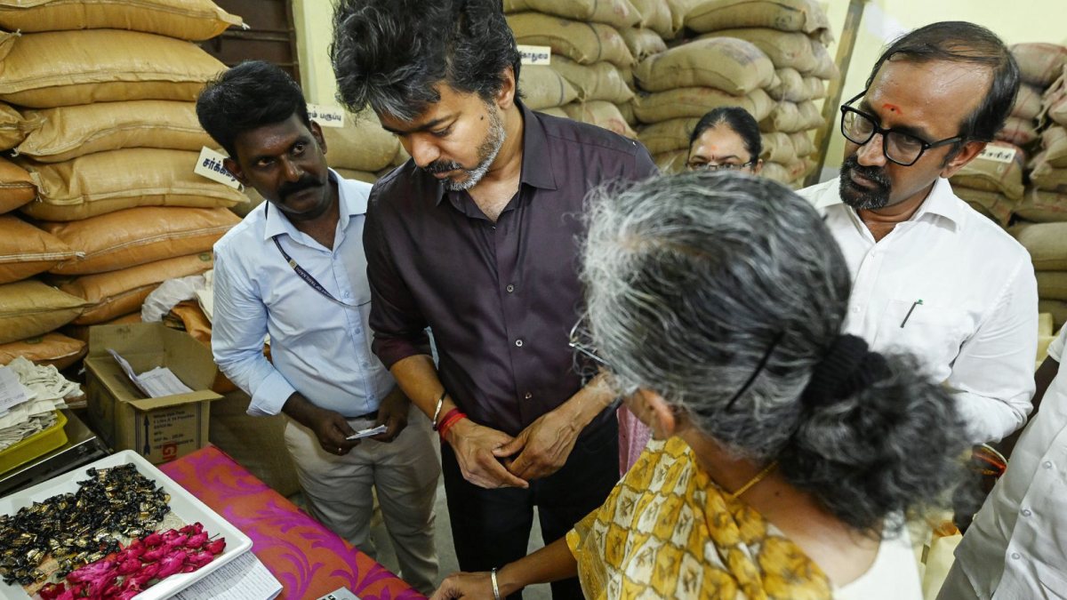 Tamil Nadu CM Vijay inspects fair price shop in Chennai