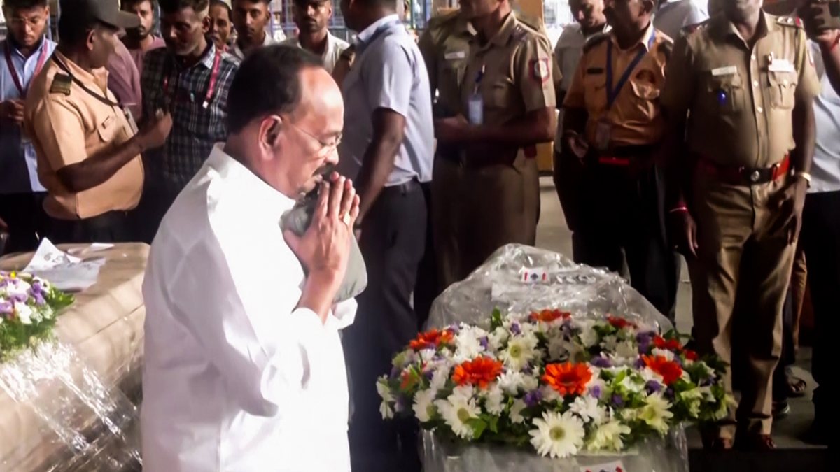 Boat capsize victims' remains arrive at Chennai Airport