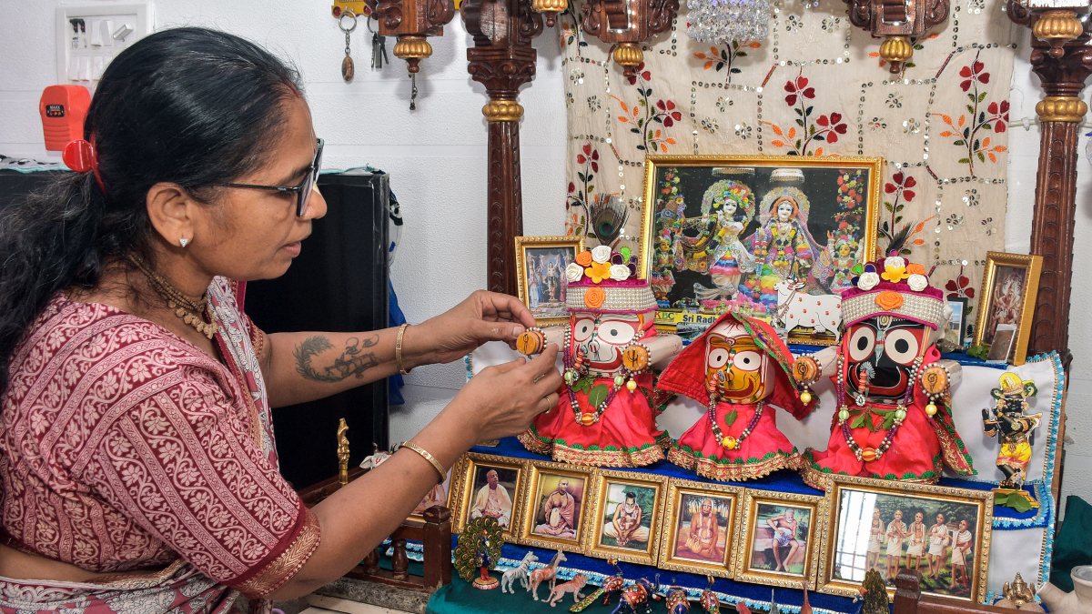 Devotees adorn Lord Jagannath idols with ornaments in Surat