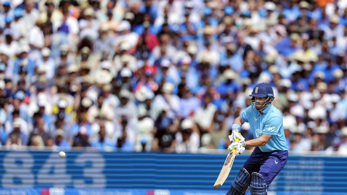 Ben Duckett plays a shot during 1st ODI against India