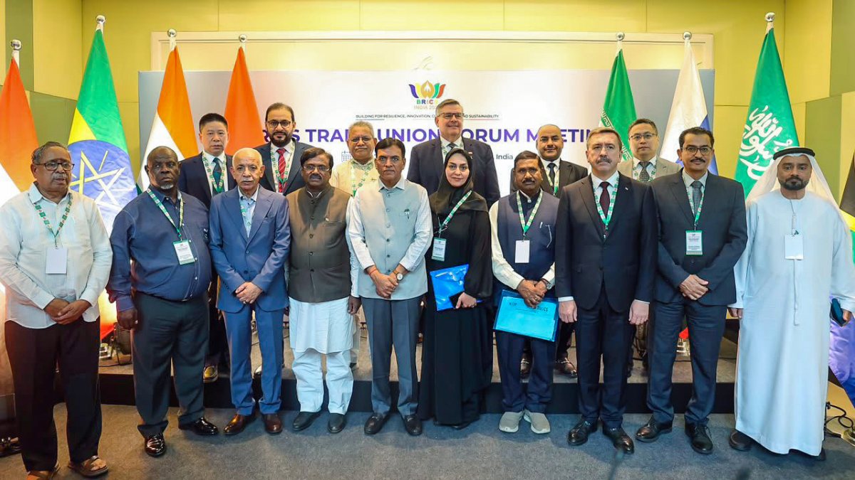 Mansukh Mandaviya at BRICS Trade Union Forum in Hyderabad