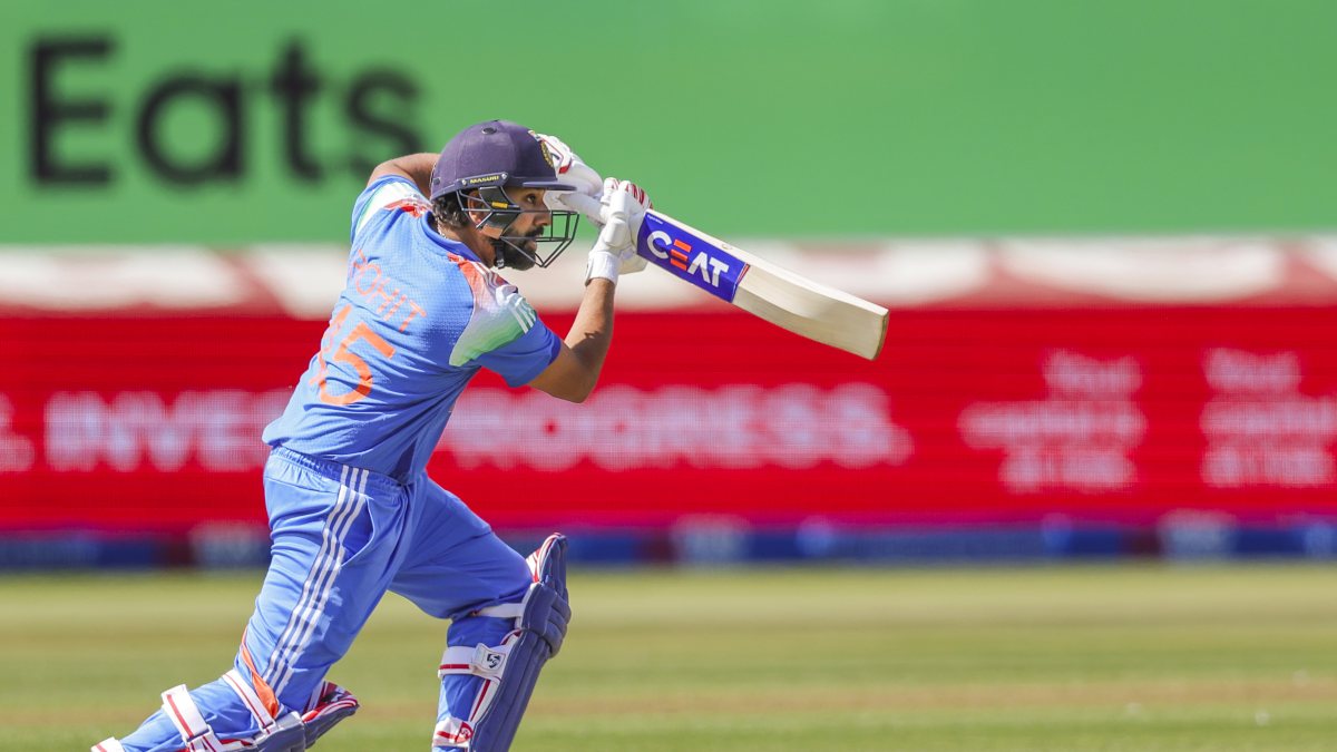 Rohit Sharma plays a shot during first ODI against England