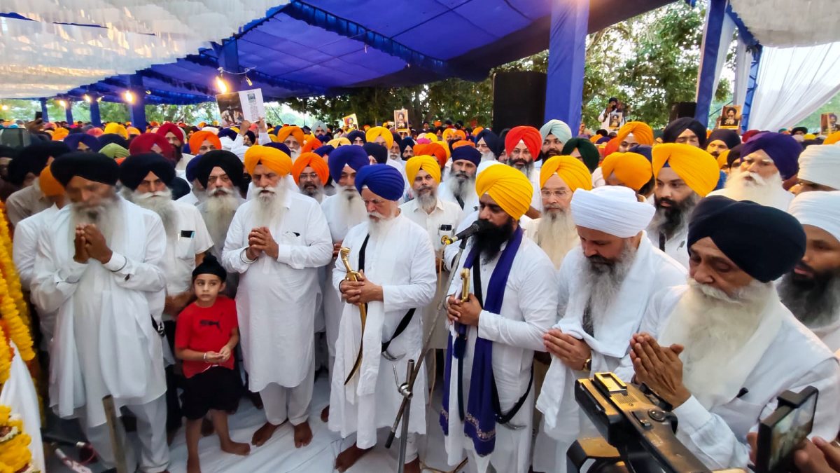Akaal Takht Jathedar leads prayer at Satluj river bank