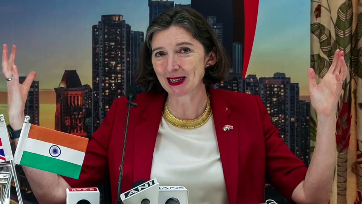 UK envoy Lindy Cameron addresses India-UK FTA press conference