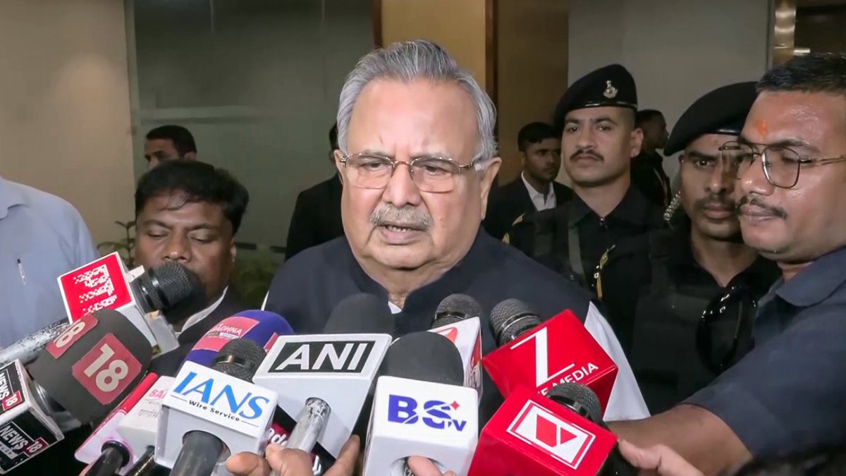 Chhattisgarh speaker Raman Singh addresses media in Raipur