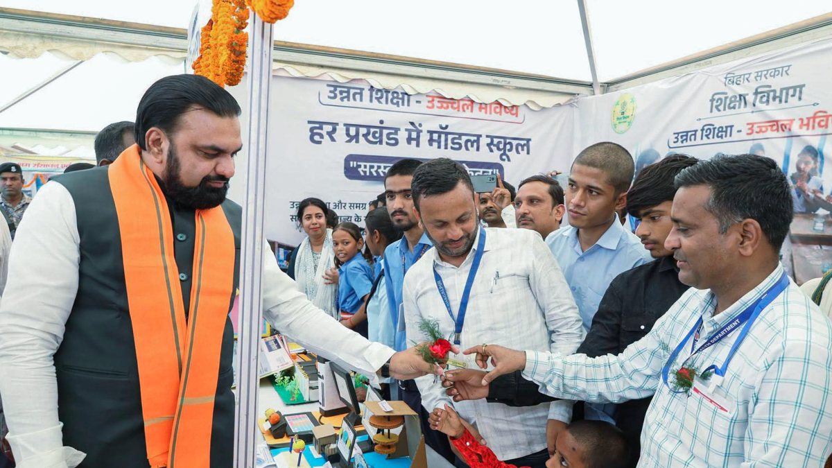 Bihar CM Samrat Chaudhary receives flower from child at college inauguration