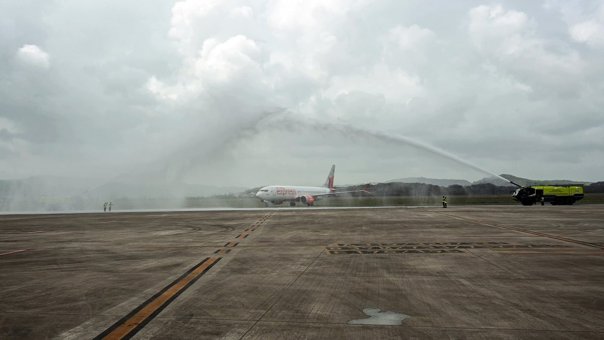 Air India Express flight gets water salute at Navi Mumbai airport