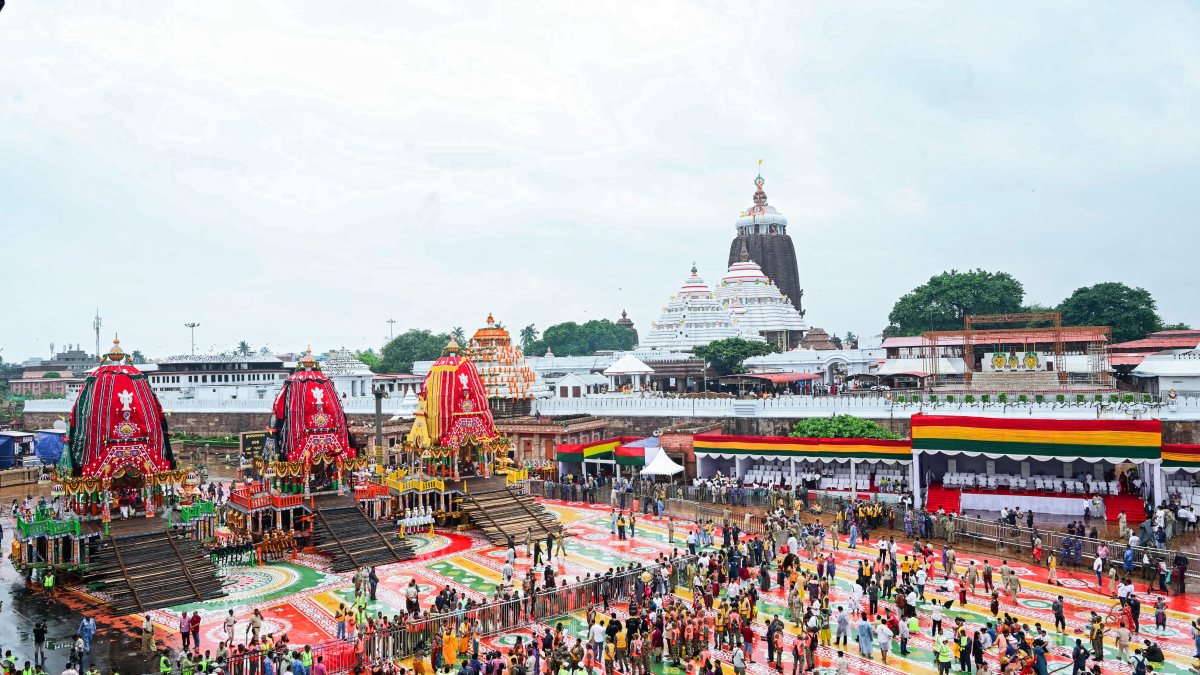 Chariots placed inside Puri's Jagannath temple for Rath Yatra