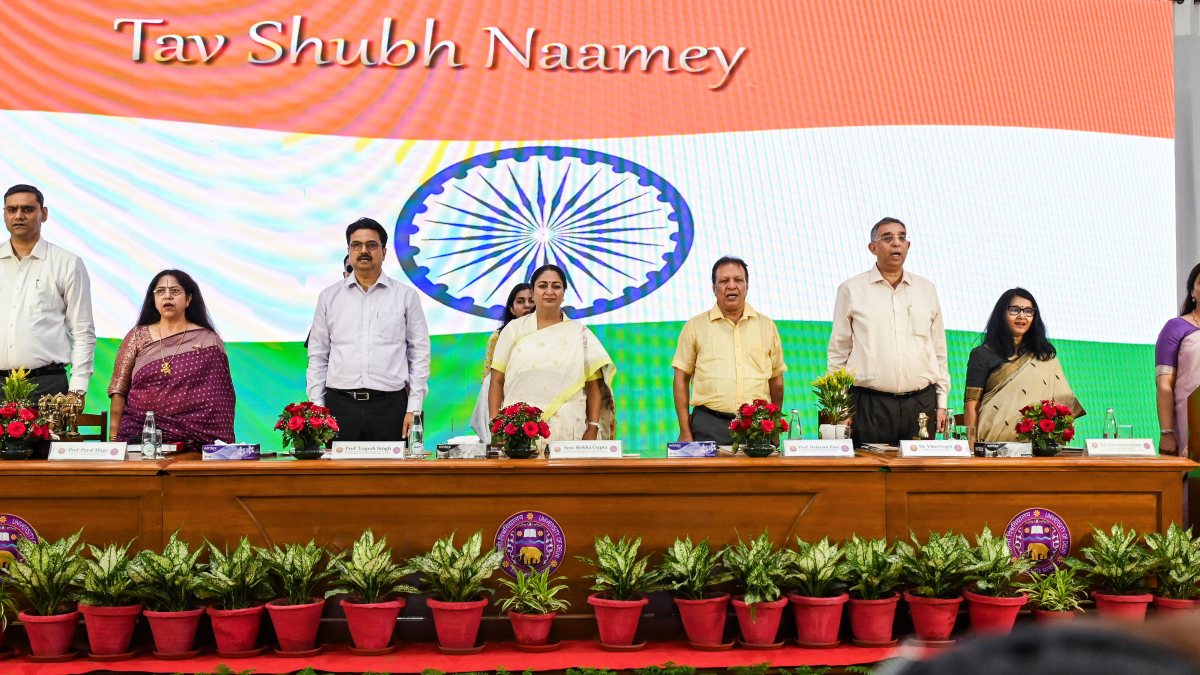 Delhi CM Rekha Gupta at Shaheed Bhagat Singh College 60th anniversary