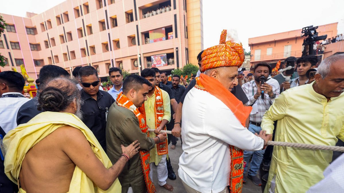 Gujarat CM Bhupendra Patel pulls Lord Jagannath's chariot at 149th Rath Yatra