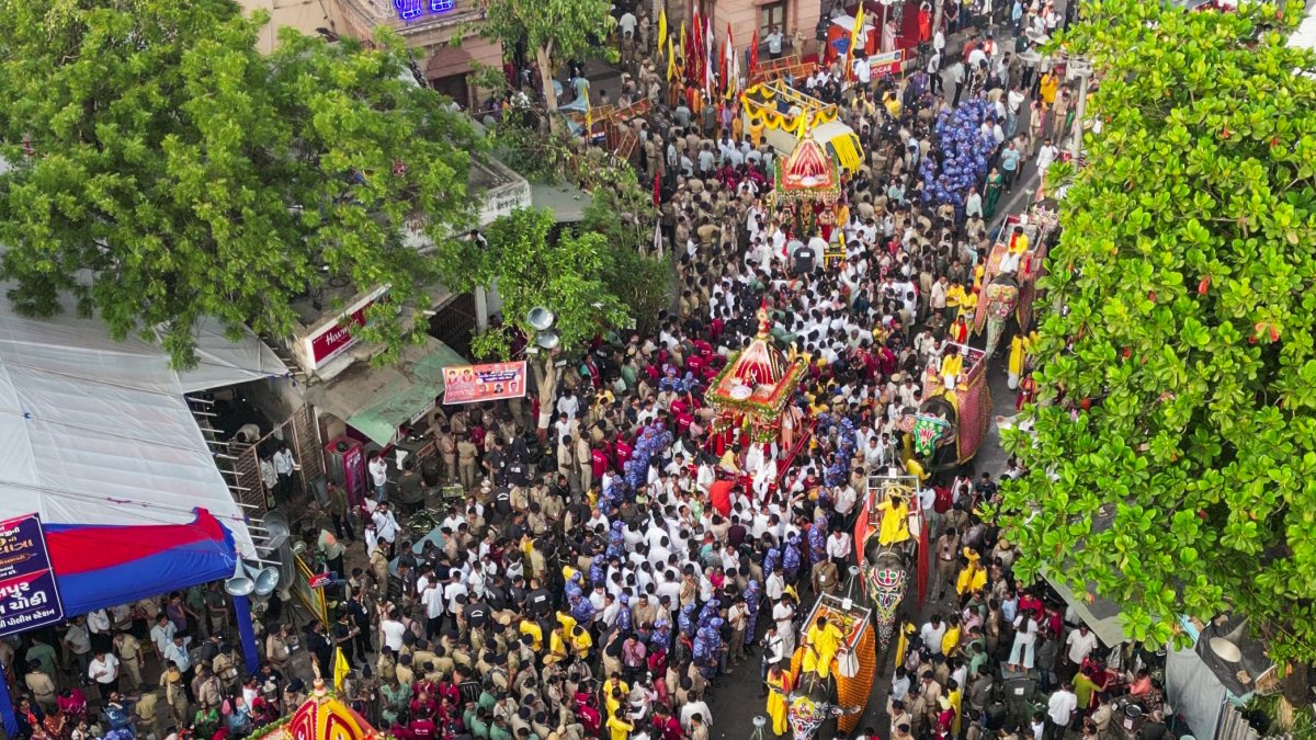 Drone view captures devotees at 149th Jagannath Rath Yatra in Ahmedabad