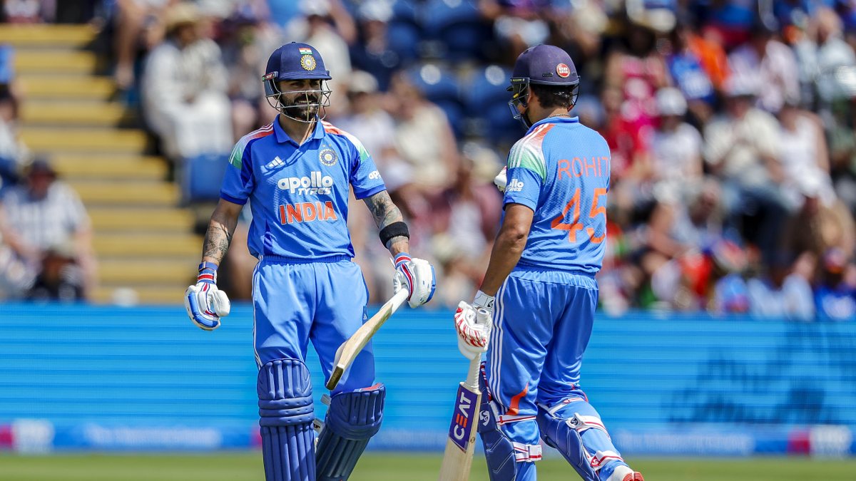 Rohit and Kohli celebrate partnership in Cardiff ODI